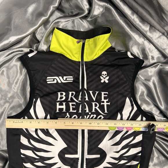 Betty Designs Braveheart Skull Wind Vest Small Full Zip Jersey Black Cycling NEW - Picture 11 of 13